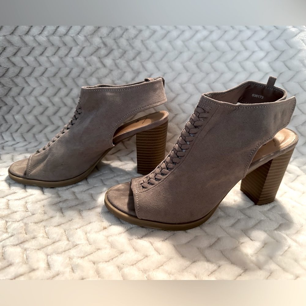 Gap Taupe Suede Peep Toe Booties